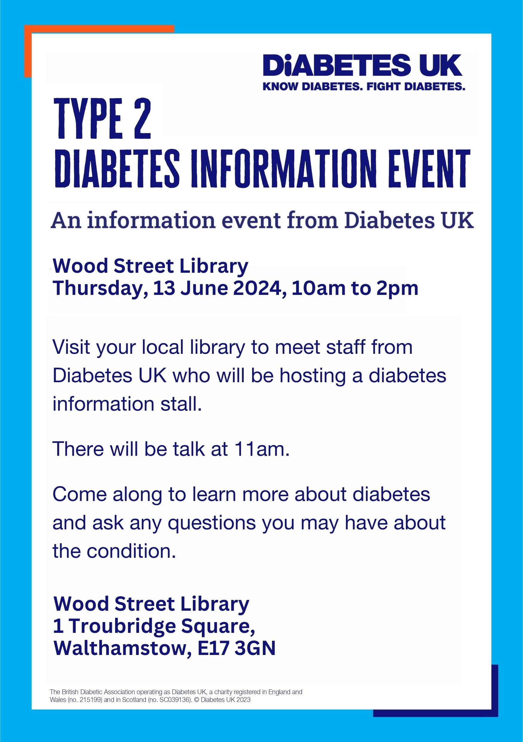Wood Street Library Diabetes Information event