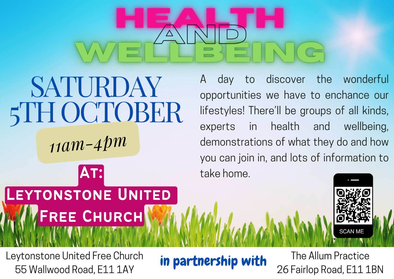 Health and Wellbeing event at Leytonstone United Free Church 5th October 2024