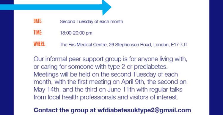 Waltham Forest Type 2 Diabetes Support Group flyer
