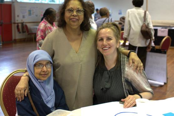 Three women at women's event